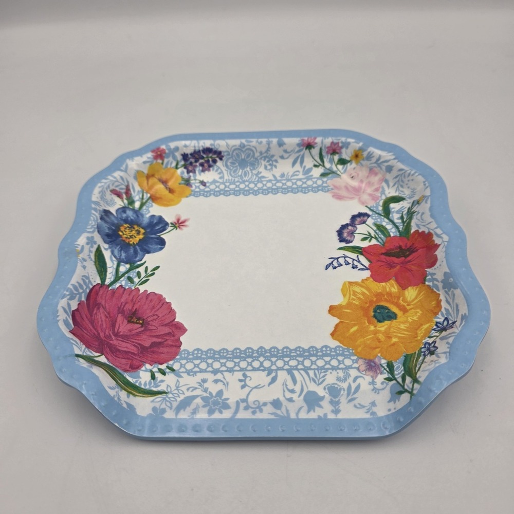 The Pioneer Woman Melamine Spoon Rest In Brilliant Blooms Floral Blue